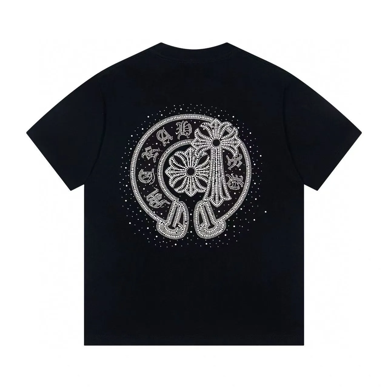 🅿️190 ChromeHearts/Chrome Hearts 25ss round neck T-shirt Original fabric Official same style Short-sleeved T-shirt Customized 260g same vat dyed fabric Very comfortable to the touch Latest brick cabinet synchronization for spring and summer Fashionable and individual Super versatile and good-looking Very suitable for both men and women A must-have style Hang tag Collar label Washed wheat Complete with three standards Color: Black White Size: XS-L